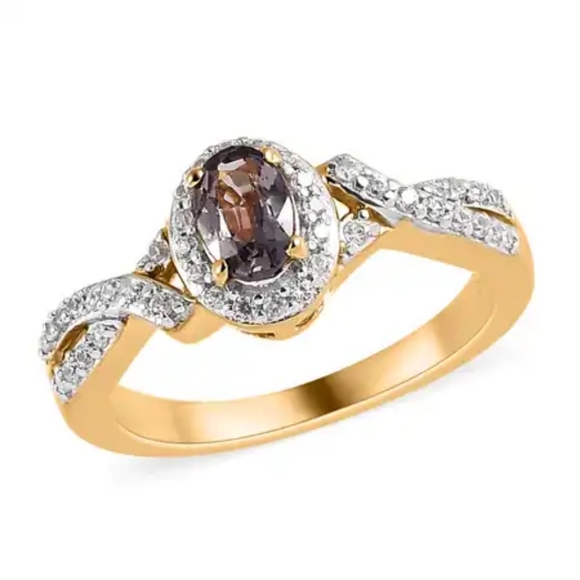 . Jewelry - Rare Tanzanian Platinum Spinel Ring in Vermeil Yellow Gold Over Sterling…